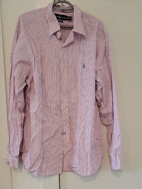 Ralph Lauren Pink & White Vertical Stripe Button-Down Shirt
